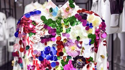 One of the unique shirts created for “Tribute to the Karl Lagerfeld: The White Shirt Project”. Getty