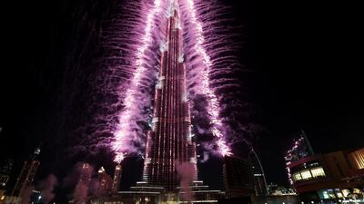 Fireworks explode from the Burj Khalifa after Dubai was named the host city for Expo 2020. Christopher Pike / The National