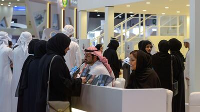 Emiratis in search of jobs attend Tawdheef at Adnec on Monday. Khushnum Bhandari / The National