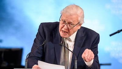 British naturalist, documenter, and broadcaster Sir David Attenborough delivers a speech after receiving a Crystal Award during a ceremony ahead of the World Economic Forum. AFP