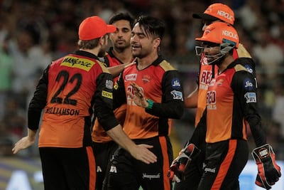Rashid Khan, centre, has been excellent with bat and ball for Sunrisers Hyderabad. Bikas Das / AP Photo