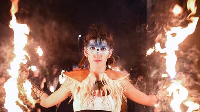 EDINBURGH, SCOTLAND - DECEMBER 30: Celtic Fire Theatre company, PyroCeltica lead the torchlight procession down the Royal Mile for the start of the Hogmanay celebrations on December 30, 2018 in Edinburgh, Scotland. It is expected to bring in excess of 150,000 visitors from all over the world to the city for the traditional New Year celebrations, which run over three days.(Photo by Jeff J Mitchell/Getty Images)