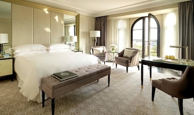 A deluxe Caspian view room at the Four Seasons Baku. Four Seasons