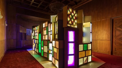 'Window' (2017-19), made from glass, wood and LED lights. Image courtesy of Athr and the artist