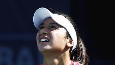 Heather Watson grimaced in pain after losing to Kateryna Kozlova yesterday. Francois Nel / Getty Images