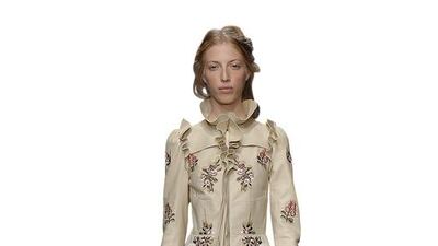 Floral embellishments from the spring/summer collections Alexander McQueen. Catwalking / Getty Images