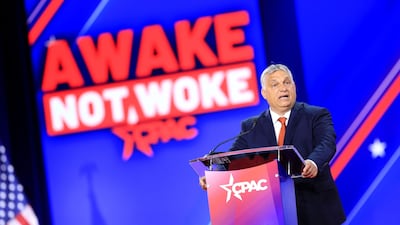 Hungarian Prime Minister Viktor Orban addresses delegates attending the Conservative Political Action Conference in Dallas, Texas. Bloomberg