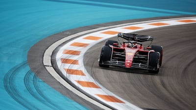 Charles Leclerc on track during practice ahead of the F1 Grand Prix of Miami. Getty