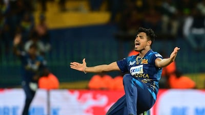 Sri Lanka's Maheesh Theekshana will miss the Asia Cup final due to a hamstring injury. AFP