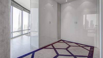 The wardrobe space in the apartment in the Burj Khalifa. Courtesy of Luxhabitat