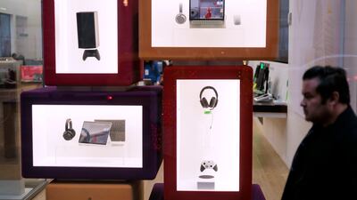 Gaming accessories at a Microsoft store in New York. The US government is reportedly motivated by concerns over continued consolidation in the technology industry. EPA
