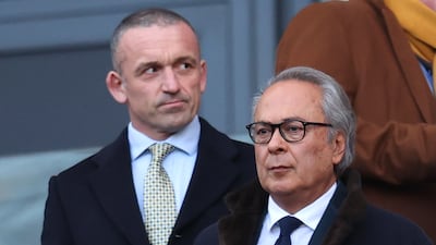 Everton majority shareholder Farhad Moshiri attends the Premier League match against West Ham at London Stadium on January 21, 2023. Getty Images