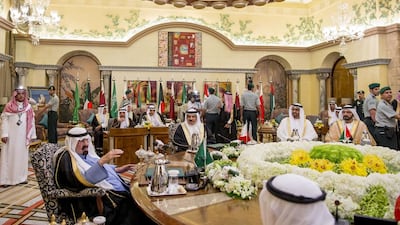 Sheikh Mohammed bin Rashid and Sheikh Mohammed bin Zayed, Crown Prince of Abu Dhabi and the Deputy Supreme Commander of the UAE Armed Forces with Saudi King Abdullah, and King Hamad bin Isa Al Khalifa of Bahrain, second from left. November 16 2014. Crown Prince Court — Abu Dhabi