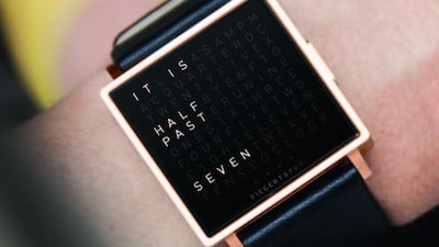 The innovation also comes in watch form as Qlocktwo W. Courtesy of Biegert & Funk