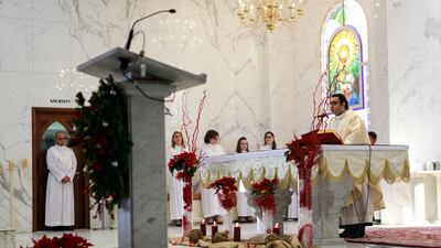 Mass at St Michael's Catholic Church in Sharjah. Photo: Sarah Dea / The National