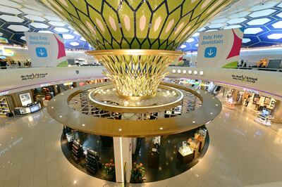 The ceiling of Abu Dhabi airport, said to be designed like a palm tree against the sky. Courtesy Abu Dhabi Airports