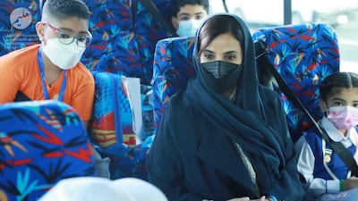 Her Excellency Jameela Al Muhairi, Minister of State for Public Education, accompanies government school pupils on a trip to Expo 2020 Dubai