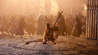 Noah Ringer plays Aang, centre, in The Last Airbender , the latest in a series of flops from the former wunderkind director M Night Shyamalan. Courtesy Paramount Pictures