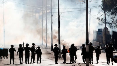 Israeli forces in Bethlehem on Saturday. Musa Al Shaer / AFP