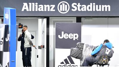 Cristiano Ronaldo waits inside the Allianz Stadium ahead of the cancelled match between Juventus and Napoli. Getty Images