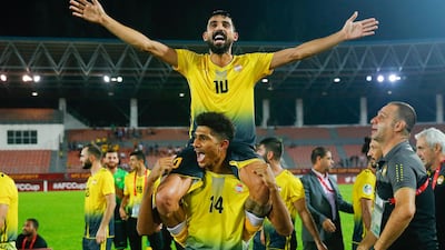 Lebanon's Al Ahed parade on the pitch after winning the AFC Cup Final. EPA