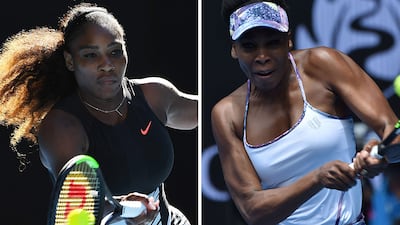 Left: Serena Williams plays a shot to Mirjana Lucic-Baroni. Right. Venus Williams returns a shot to Coco Vandeweghe. Both sisters won their Australian Open semi-final matches on Thursday to advance to play each other in the final. Composite from agencies