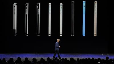 Tim Cook, chief executive officer of Apple Inc., speaks during a product announcement at Flint Center in Cupertino, California. David Paul Morris / Bloomberg