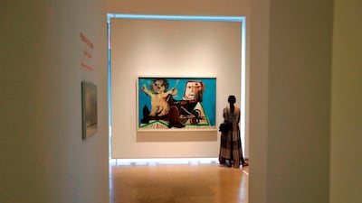 A visitor at the Picasso et la famille exhibition, which opened on Friday, September 27 in Lebanon's capital. Joseph Eid / AFP