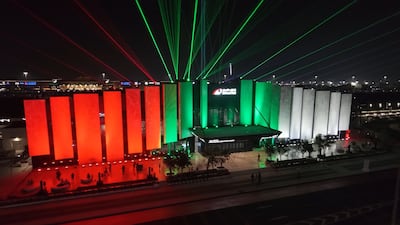 A series of laser shows at Etihad Rail stations will conclude on October 2. Photo: Etihad Rail