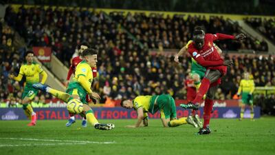 February 15, 2020, Norwich City 0 Liverpool 1: Sadio Mane scores the only goal to take Liverpool 25 points clear. Reuters
