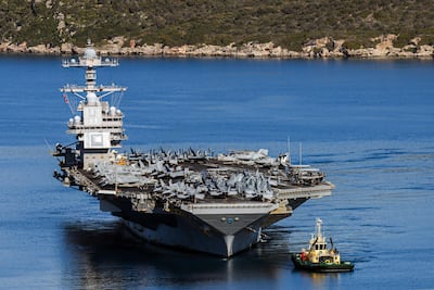 American aircraft carrier USS Gerald R Ford en route to the Gulf. AFP