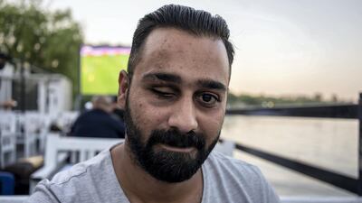 A portrait of Haider Hasan Alwan a protester who got hit with a tear gas canister in the eye. Haider Husseini for The National