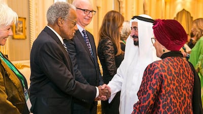 Dr Sheikh Sultan bin Mohammed, Ruler of Sharjah, and Sheikha Jawaher bint Mohammed, Wife of the Ruler of Sharjah, Founder and Royal Patron of the Friends of Cancer Patients and International Ambassador for the World Cancer Declaration of the Union for International Cancer Control (UICC) and International Ambassador for Childhood Cancer for UICC, welcomed high profile delegates attending the Non-Communicable Diseases Forum being held in Sharjah for the first time through a welcoming high tea reception.