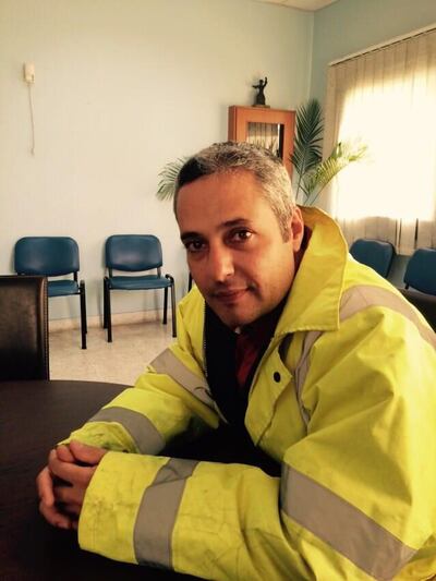 Rayan Abou Dergham had just started his shift as a crane operator at Beirut Port when the blast on August 4 threw him upside down in the cabin and knocked him unconscious. When he woke, the scene looked like a war zone, he told The National. Courtesy Rayan Abou Dergham