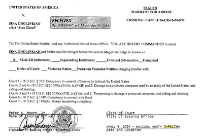 A warrant was issued for Sina Gholinejad in 2024, and he was arrested almost one year later in North Carolina.