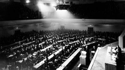 The first session of the UN General Assembly opens on 10 January, 1946 at Central Hall in London. Photo: UN
