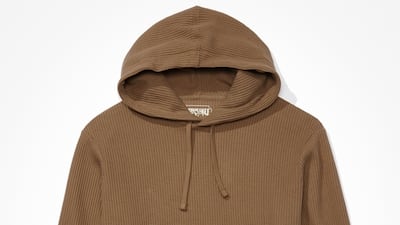 Waffle weave hoodie, Dh132, American Eagle. Photo: American Eagle