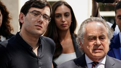 Former drug company executive Martin Shkreli leaves court in August after being convicted of securities fraud,Carlo Allegri / Reuters