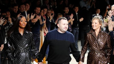 Fendi has announced that Kim Jones, centre, is taking over from the late Karl Lagerfeld as creative director of haute couture, ready-to-wear and fur collections. AP