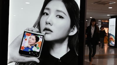 Samsung maintained its lead in the third quarter with about a fifth of total sales, despite mixed response for its new generation of foldables, the Galaxy Z Fold5 and Flip5, which is shown above. AFP