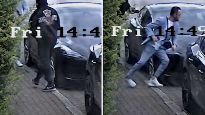 Pouria Zeraati pictured during the attack at his home in London. PA