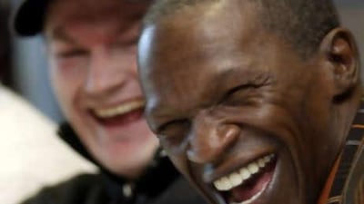 The British boxer Ricky Hatton and his new coach Floyd Mayweather Sr.