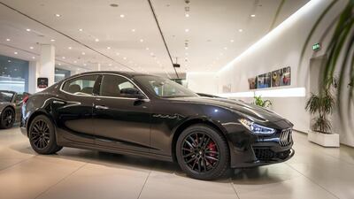 The new Maserati Ghibli Ribelle special edition at Al Tayer Motors on Sheikh Zayed Road. Antonie Robertson / The National