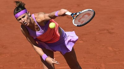 Czech Republic's Lucie Safarova serves to Serbia's Ana Ivanovic during their women's semi-final match of the Roland Garros 2015 French Tennis Open in Paris on June 4, 2015. AFP PHOTO / PASCAL GUYOT