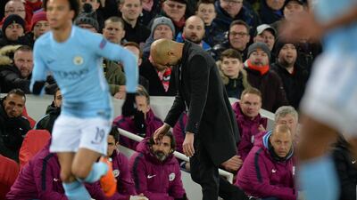 Pep Guardiola suffered a disappointing night at Anfield on Wednesday. EPA