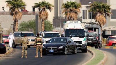 Ambulance carrying body of the late Emir Sheikh Sabah Al Sabah arrives at Bilal bin Rabah mosque for funeral prayers in Kuwait City, Kuwait. EPA