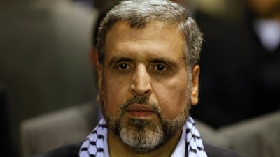 Ramadan Shallah, the former head of the militant Islamic Jihad group whose death was announced on Saturday, attends a rally in 2010. Reuters