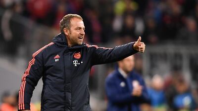 Bayern Munich's interim manager Hansi Flick watched his team beat Olympiakos in the Champions League on Wednesday. EPA