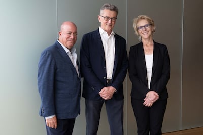 From left, Jeff Zucker, Banijay Entertainment CEO Marco Bassetti and deputy CEO Jane Turton. Photo: IMI