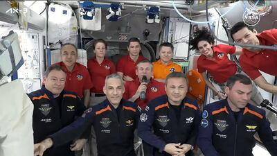 The Axiom-3 crew on the International Space Station on January 20, 2024. Nasa TV / AFP